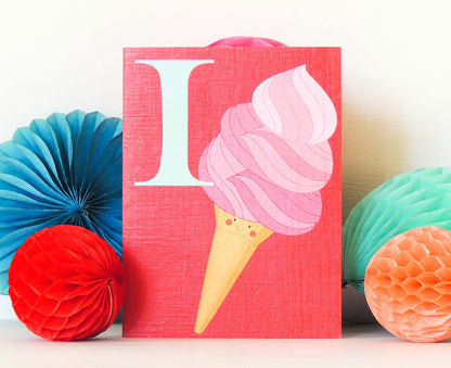 I for Ice Cream Mini Letter Card